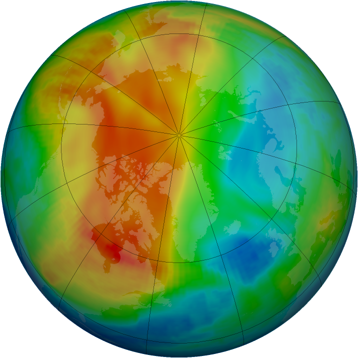 Arctic ozone map for 28 December 1997